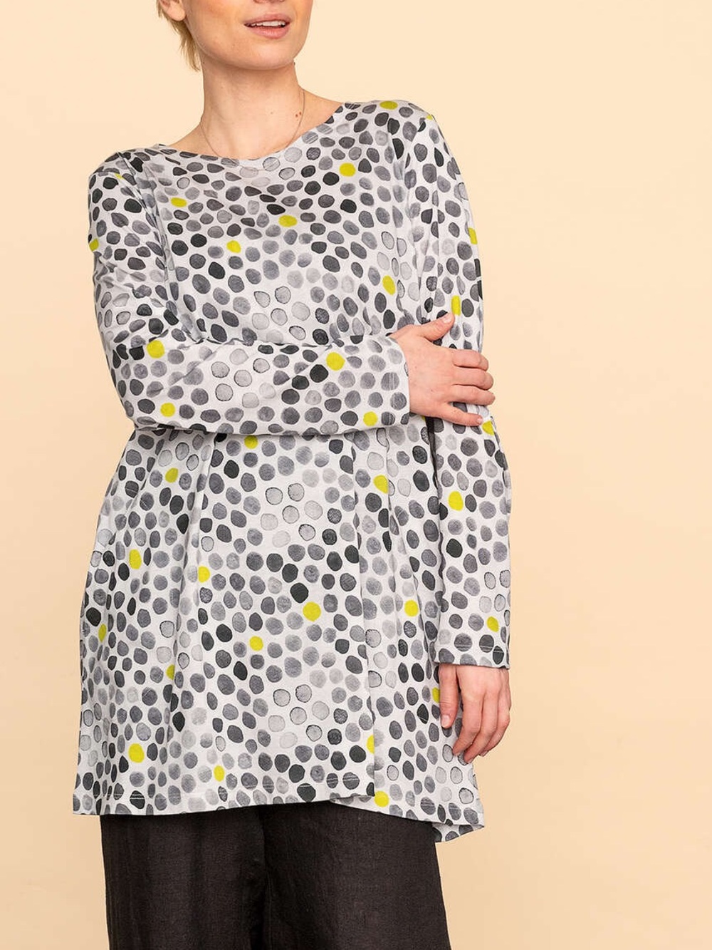 GUDRUN SJÖDEN Clara Organic Cotton Modal Dots Tunic Top